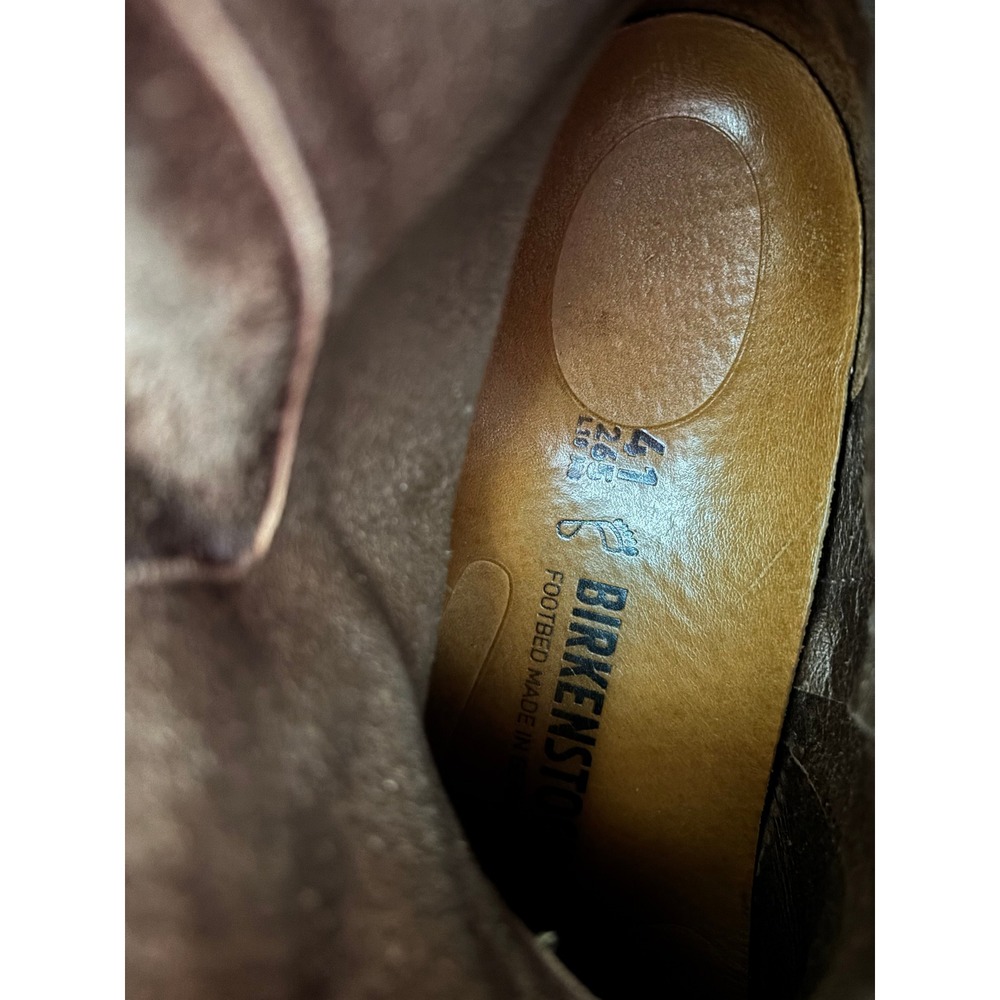 Birkenstock Collins Brown Leather Ankle Boots Side Zip Buckle Lug Sole Mens 41 - Picture 2 of 7